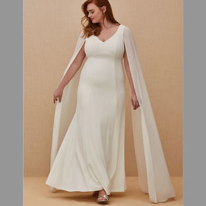 NEW WITH TAGS Torrid IVORY CHIFFON CAPE SLEEVE WEDDING DRESS Size 14